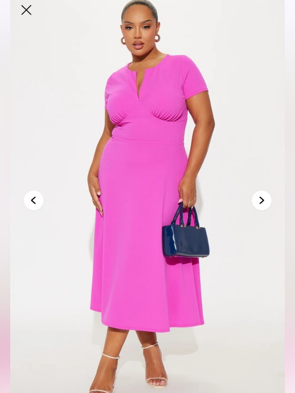 Fashion Nova Charolette Short Sleeve Midi Dress 1X Fuchsia (EUC)